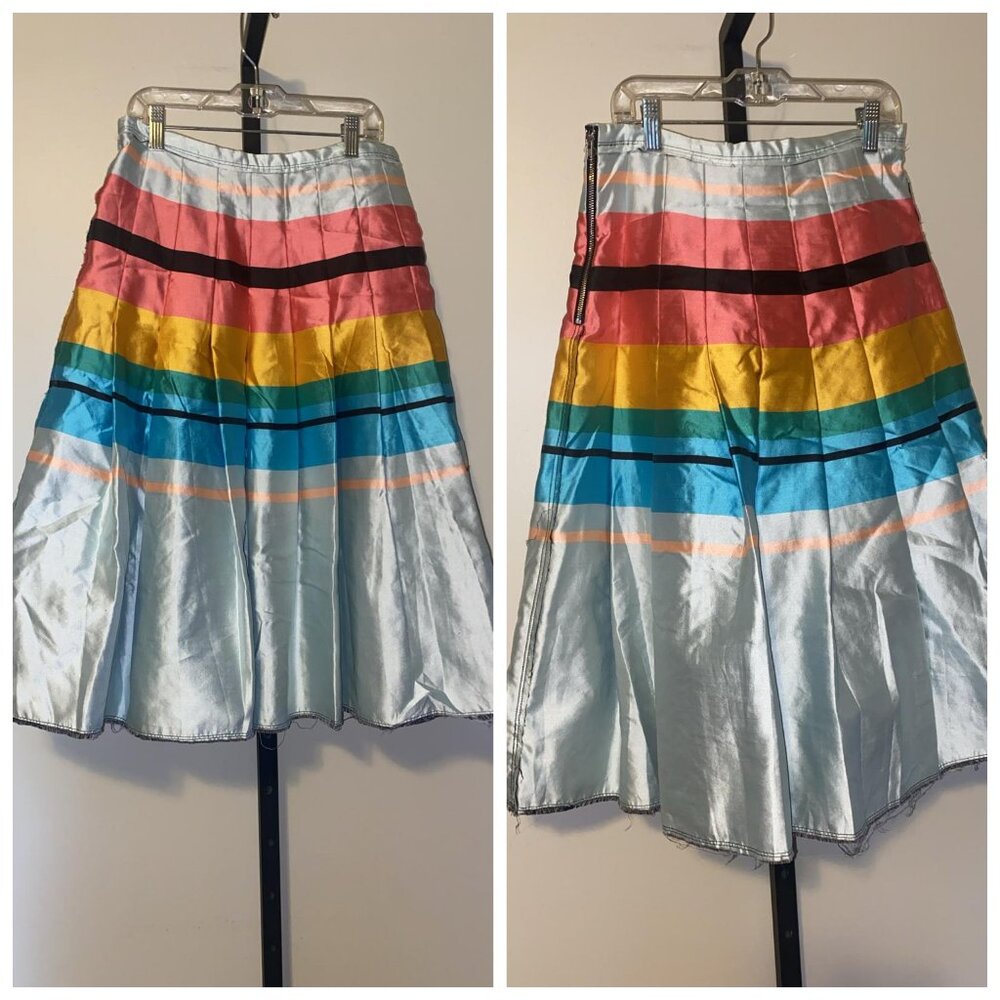 Multi-colored Pleated Midi Skirt